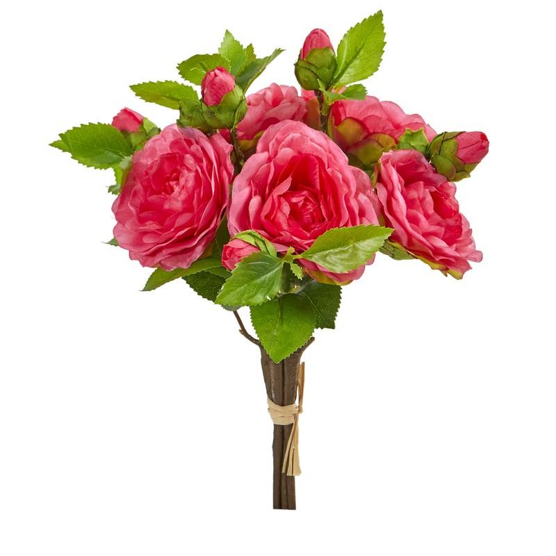 11" Camellia Artificial Flower Bouquet (Set of 4)