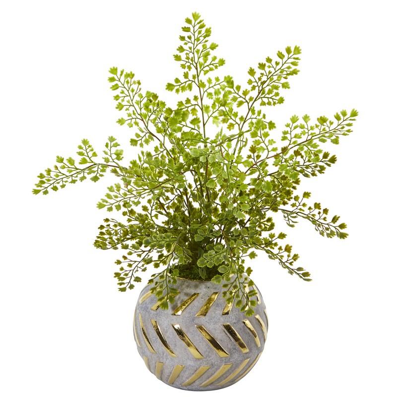 17" Maiden Hair Artificial Plant in Decorative Vase