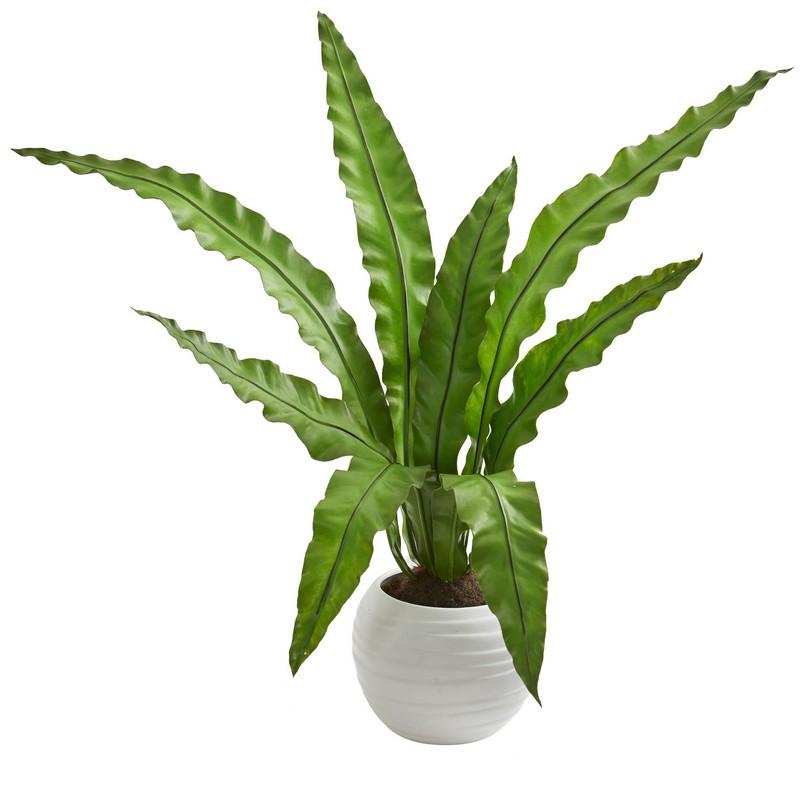 31" Birds nest Artificial Plant in White Planter