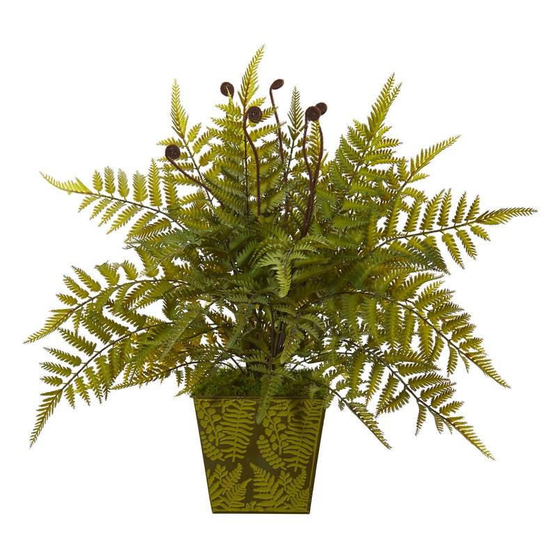 19" Fern Artificial Plant in Green Planter