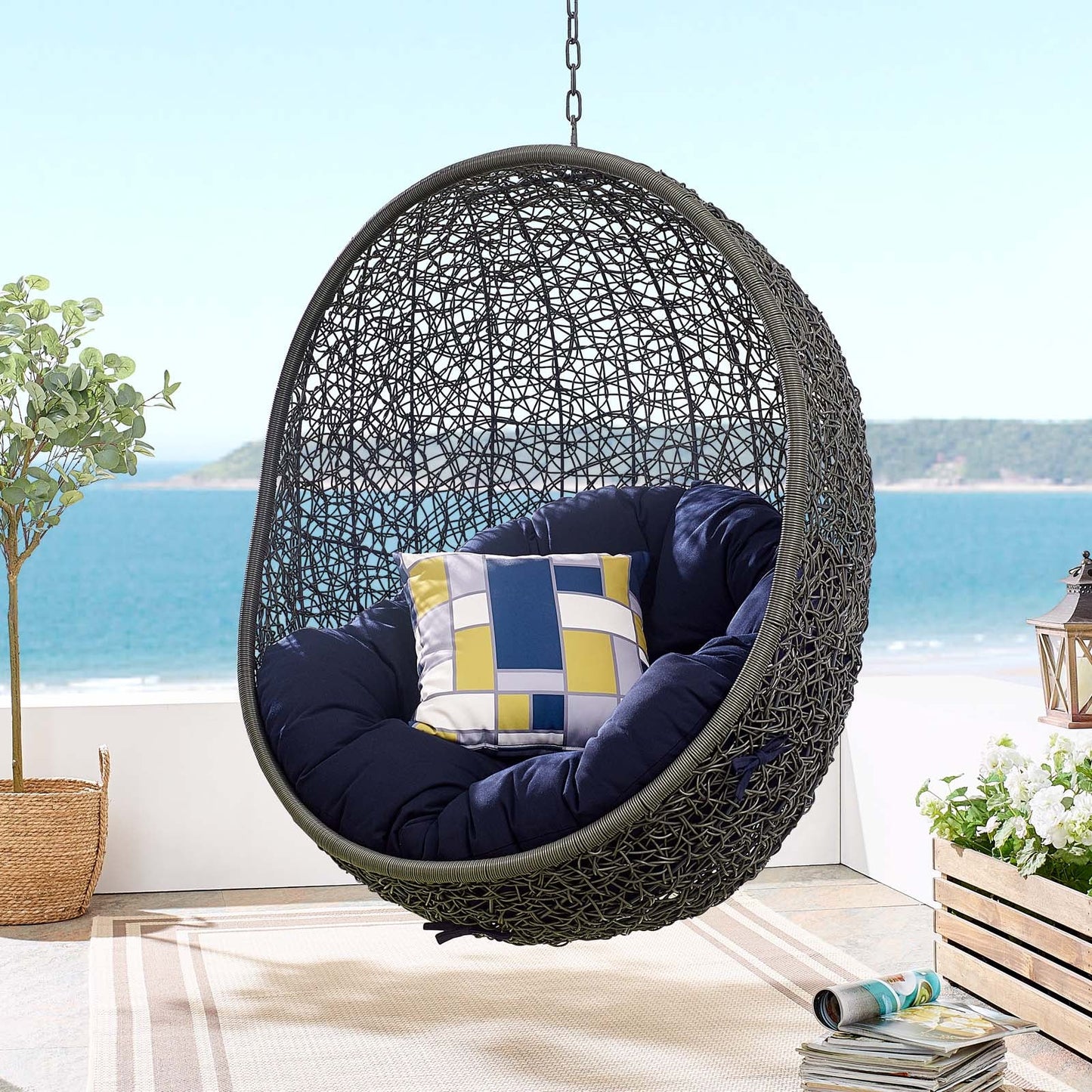 Hide Outdoor Patio Sunbrella¨ Swing Chair With Stand by Modway
