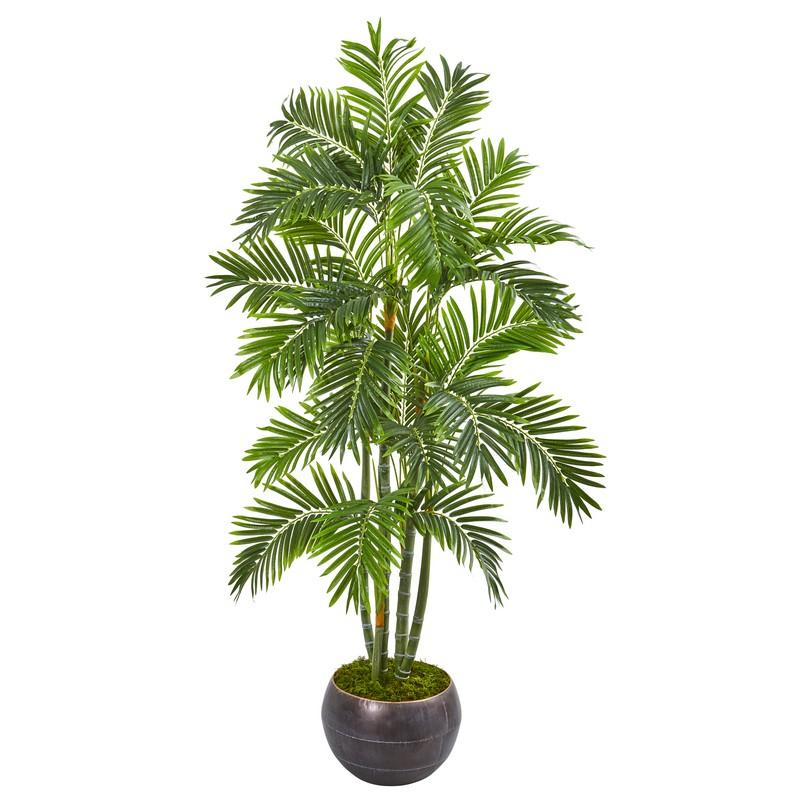 68" Areca Palm Artificial Tree in Metal Bowl