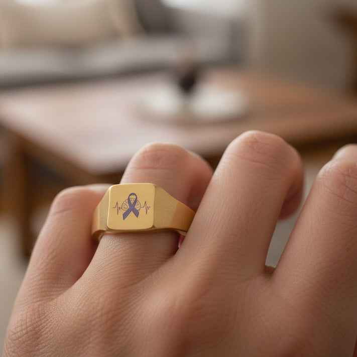 Brainwave Ribbon Signet Ring — Quiet Signal Edition