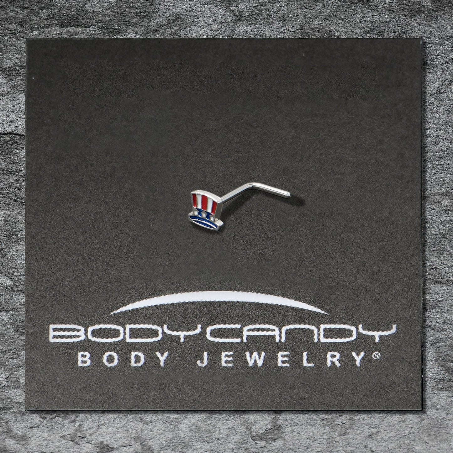 20G 7mm Patriotic Uncle Sam Top Hat L Shape Nose Ring