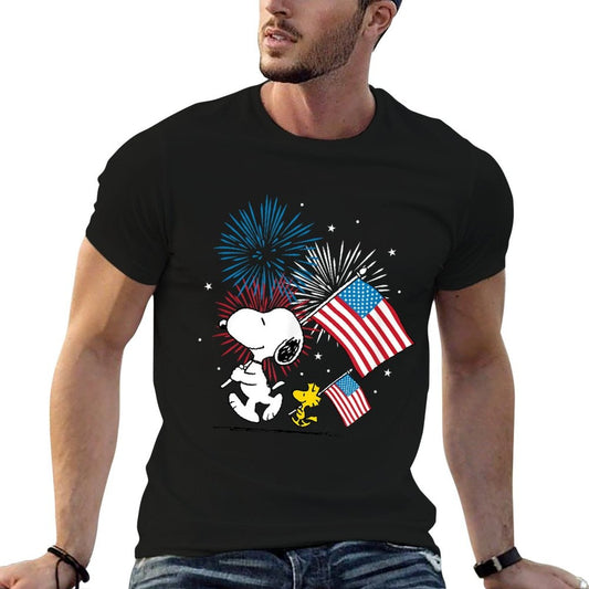 Peanuts - Snoopy & Woodstock Americans & Fireworks Moisture-wicking T-Shirt