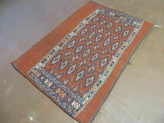2'8" X 4' Antique Handmade Tribal Wool Rug Pillow Case Yamud Flat Weave Diamond