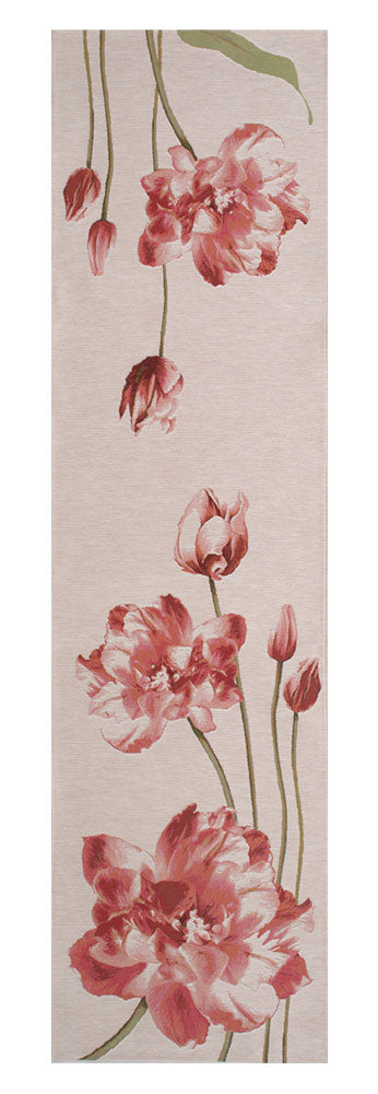 An Armful of Red Tulips White French Table Runner