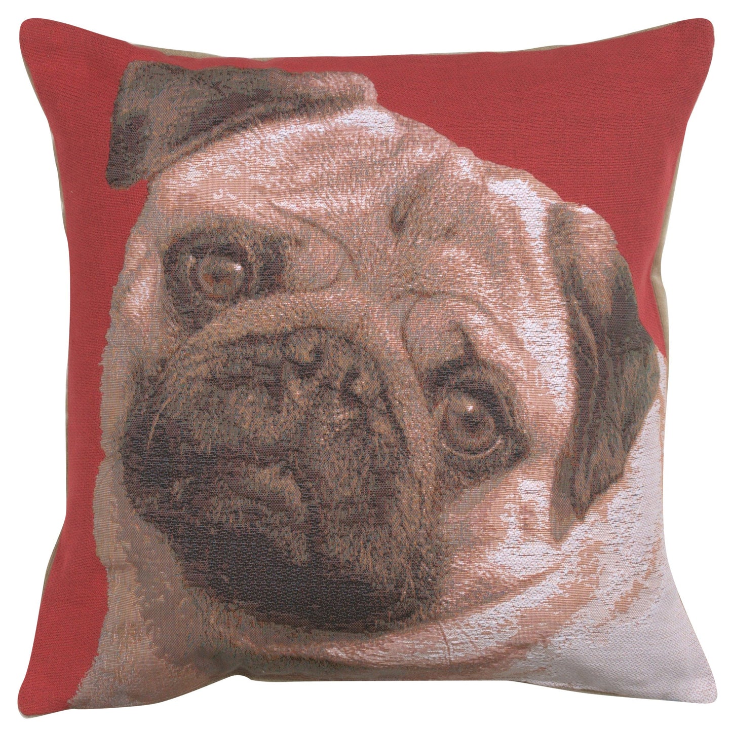 Pugs Face Red I French Cushion
