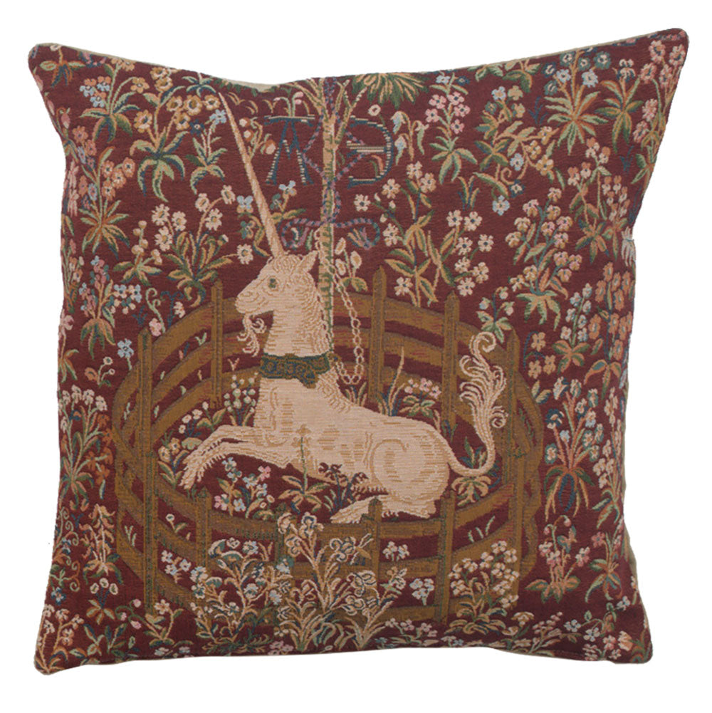 Licorne Captive In Red French Cushion