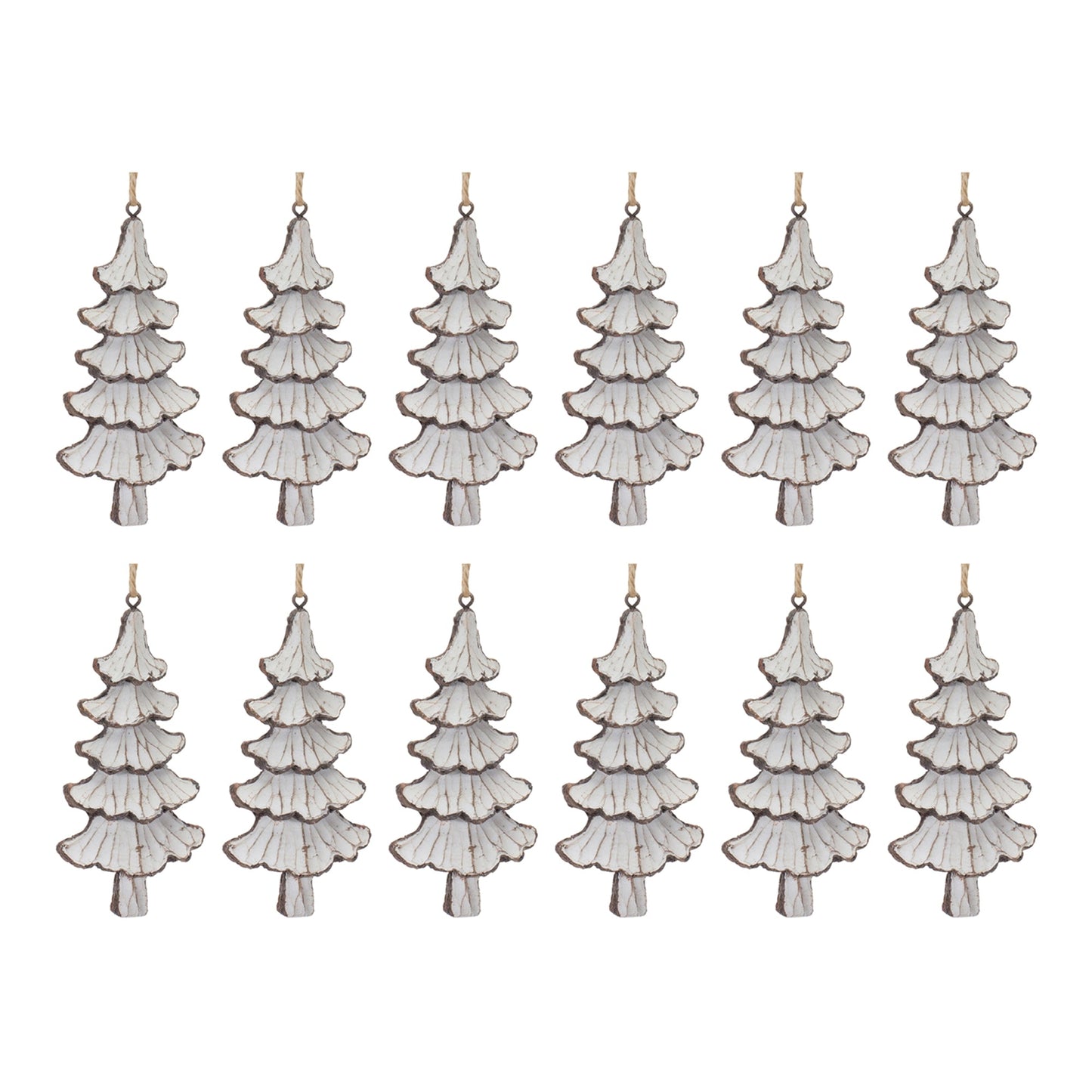 Carved Pine Tree Ornament (Set of 12)