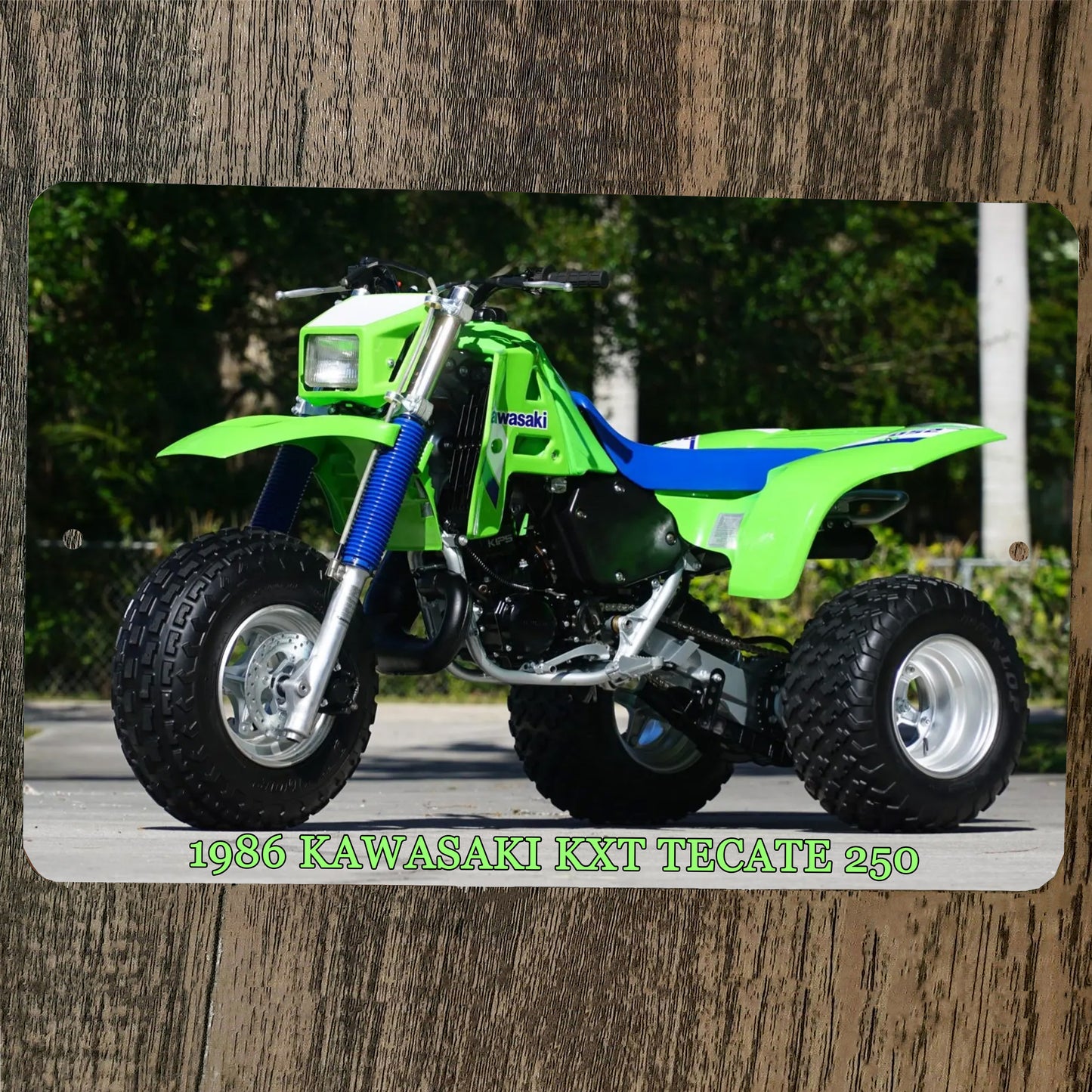 1986 Kawasaki kxt tecate 250 Off Road ATV 3 Wheeler 8x12 Metal Wall Sign