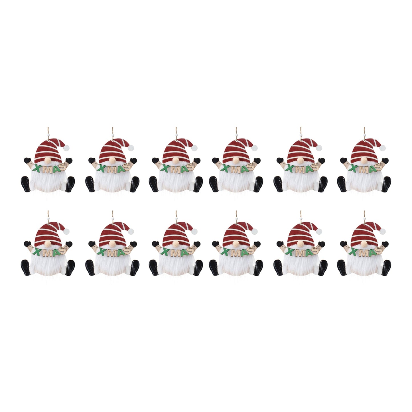 Wood Gnome Ornament (Set of 12)
