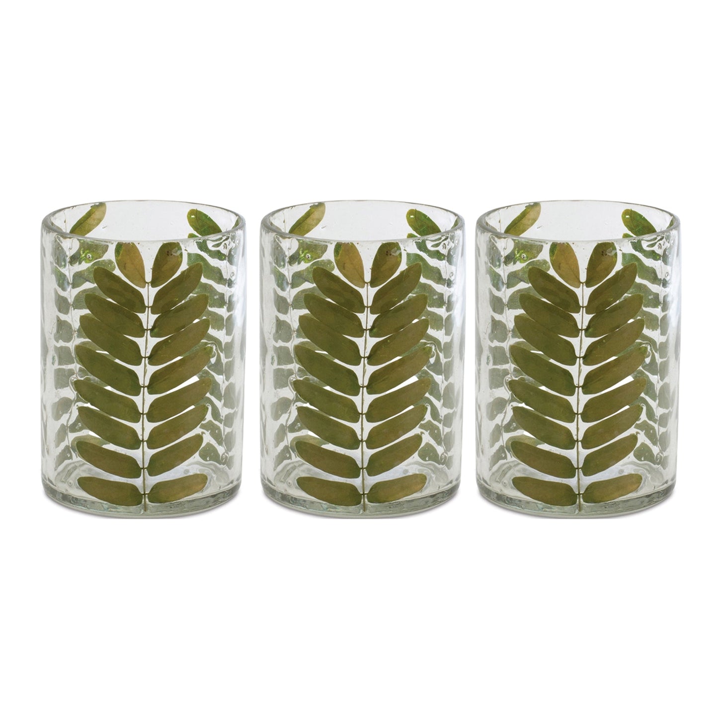 Dried Leaf Glass Candle Holder (Set of 3)