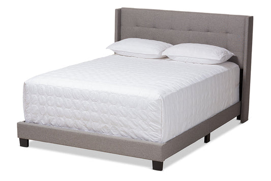 Baxton Studio Lisette Modern and Contemporary Grey Fabric Upholstered King Size Bed