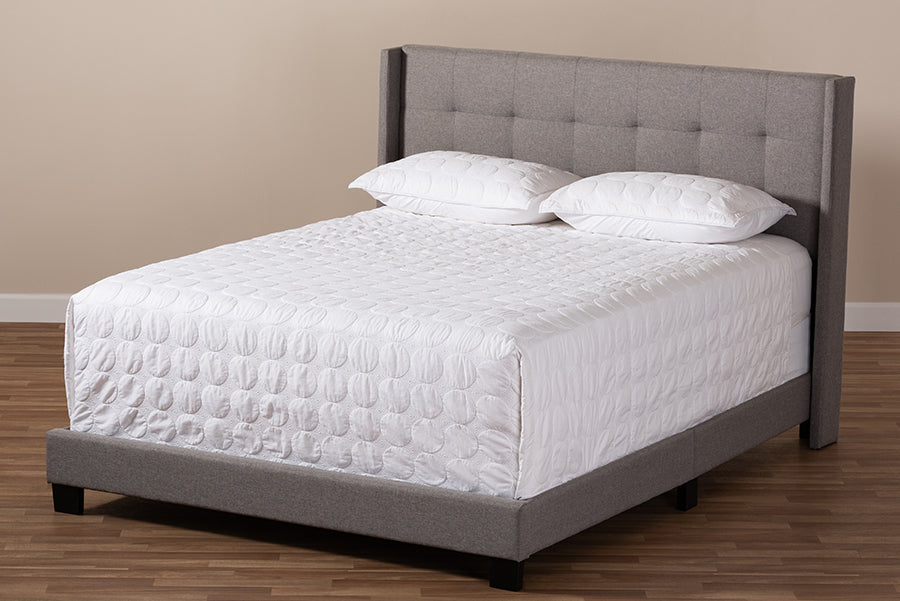Baxton Studio Lisette Modern and Contemporary Grey Fabric Upholstered Queen Size Bed