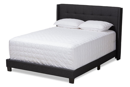 Baxton Studio Lisette Modern and Contemporary Charcoal Grey Fabric Upholstered Queen Size Bed