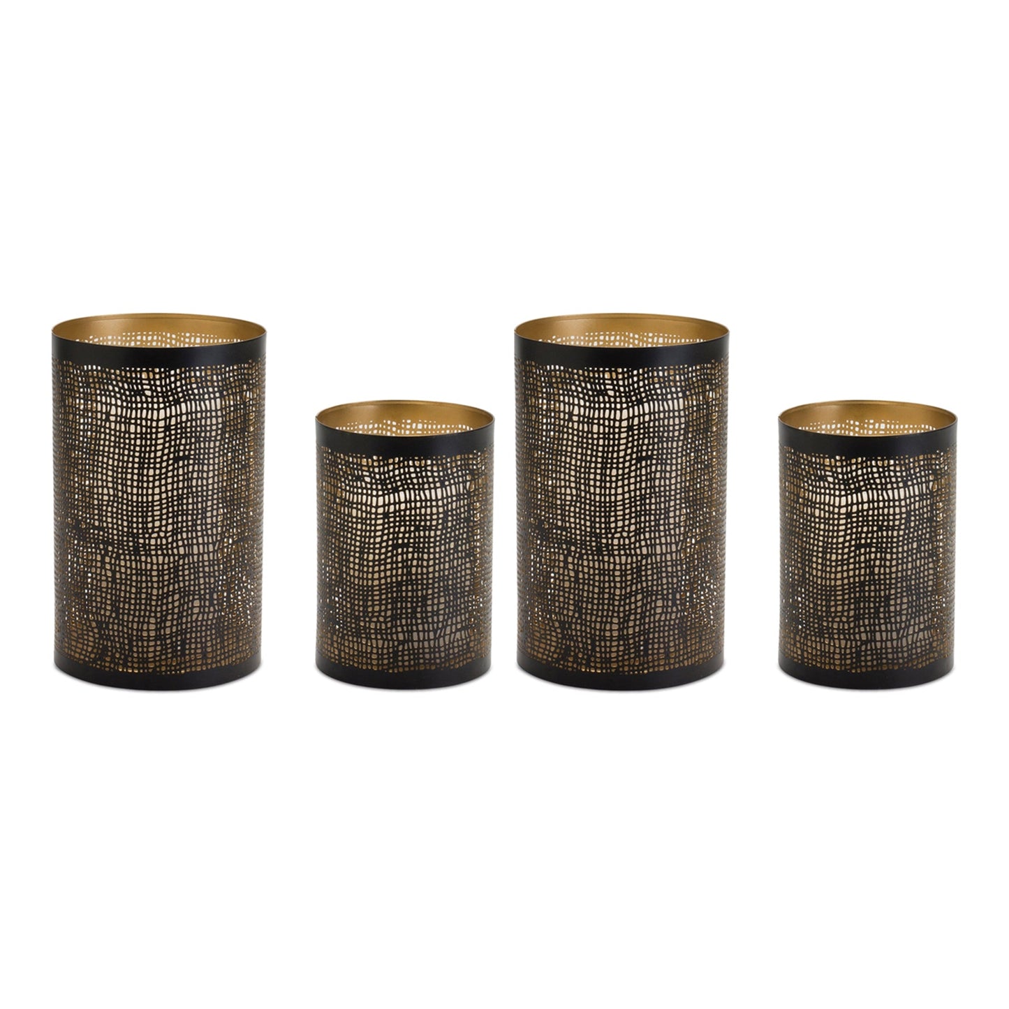 Abstract Punched Metal Candle Holder (Set of 2)