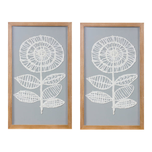 Framed Paper Mache Flower Wall Art (Set of 2)