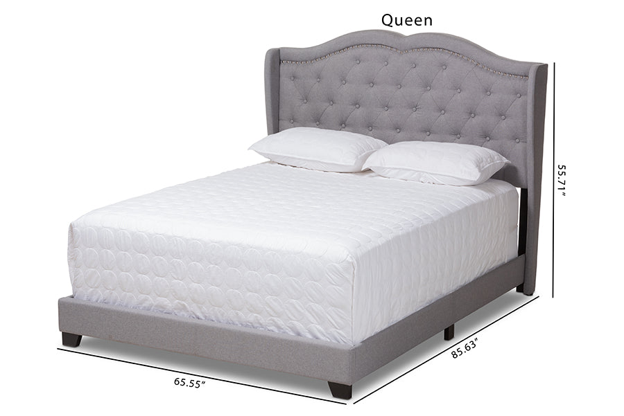 Baxton Studio Aden Modern and Contemporary Grey Fabric Upholstered King Size Bed
