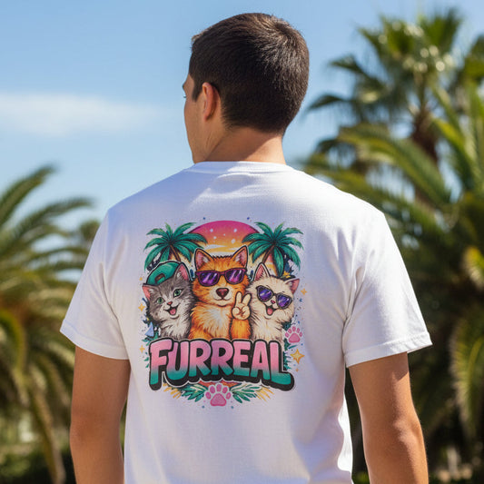 Furreal Cat Sunset Tee | Cool Cats, No Explanation Unisex T-Shirt