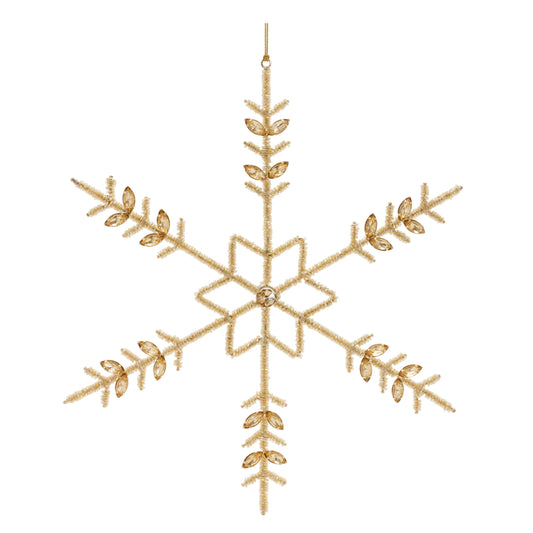 Gold Beaded Metal Snowflake Ornament (Set of 6)