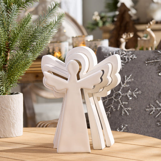 Wood Angel Nesting Display (Set of 2)
