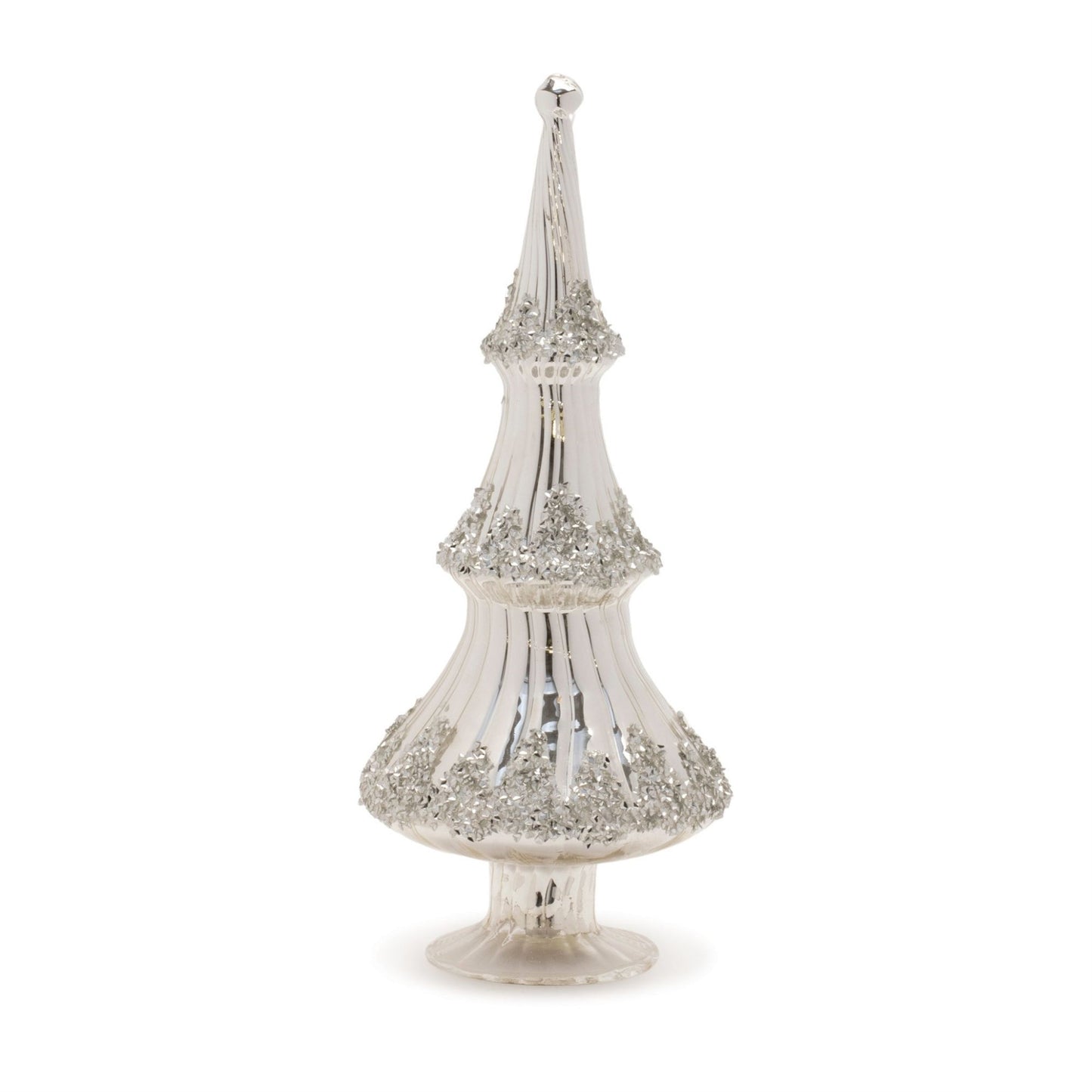 Silver Beaded Glass Holiday Tree (Set of 2)