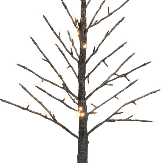 LED Black Glittered Twig Tree 36"H