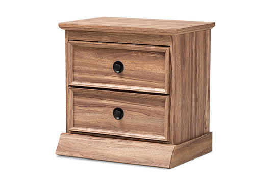 Baxton Studio Ryker Modern and Contemporary Oak Finished 2-Drawer Wood Nightstand