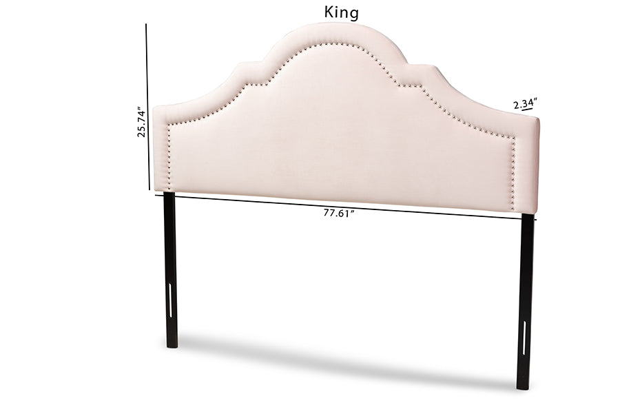 Baxton Studio Rita Modern and Contemporary Light Pink Velvet Fabric Upholstered Full Size Headboard