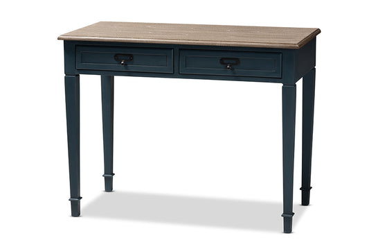 Baxton Studio Dauphine French Provincial Spruce Blue Accent Writing Desk