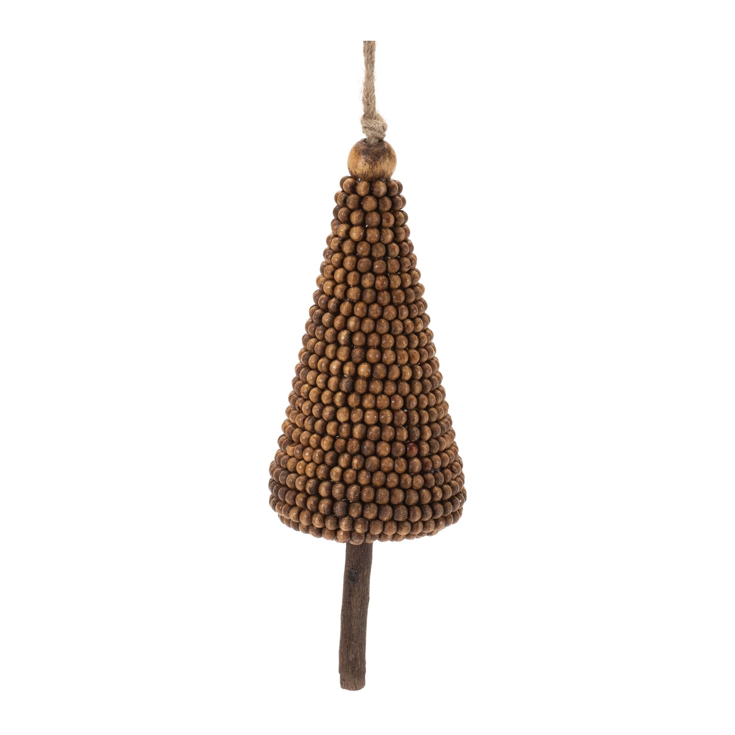 Wood Beaded Pine Tree Ornament (Set of 4)