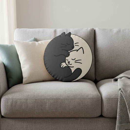 Yin-Yang Cat Pillow — Balance, but Make It Cozy