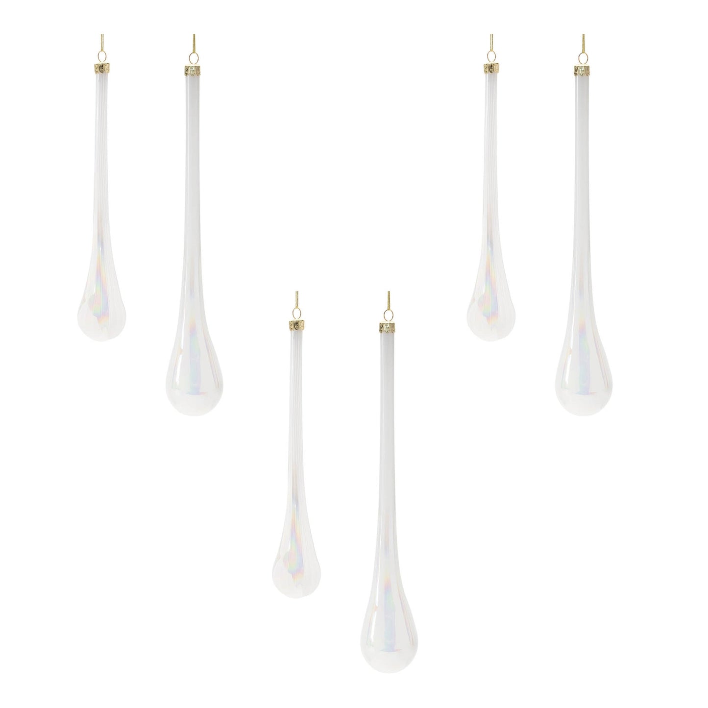 Iridescent Glass Drop Ornament (Set of 6)