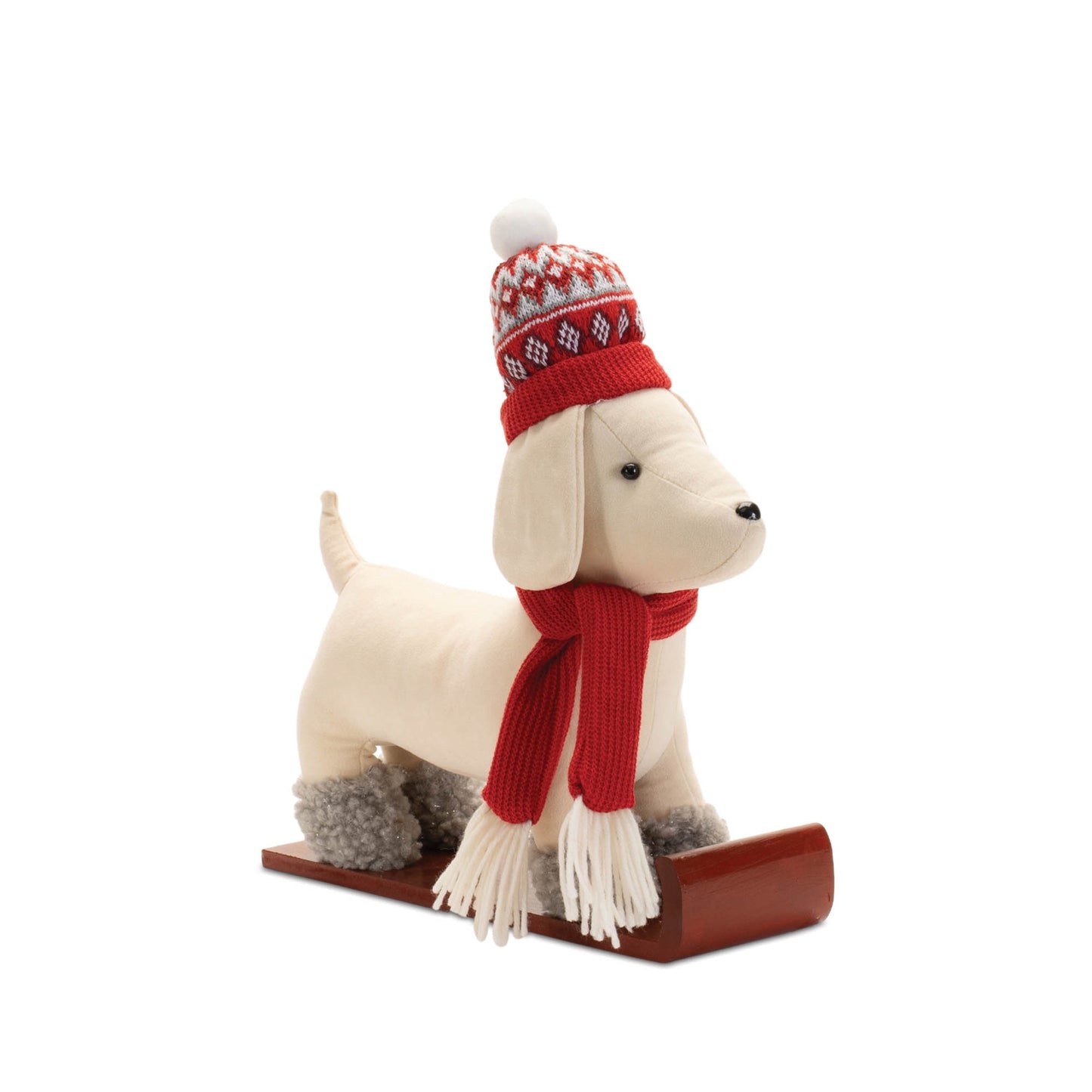 Plush Dog Character on Sled and Skis (Set of 2)