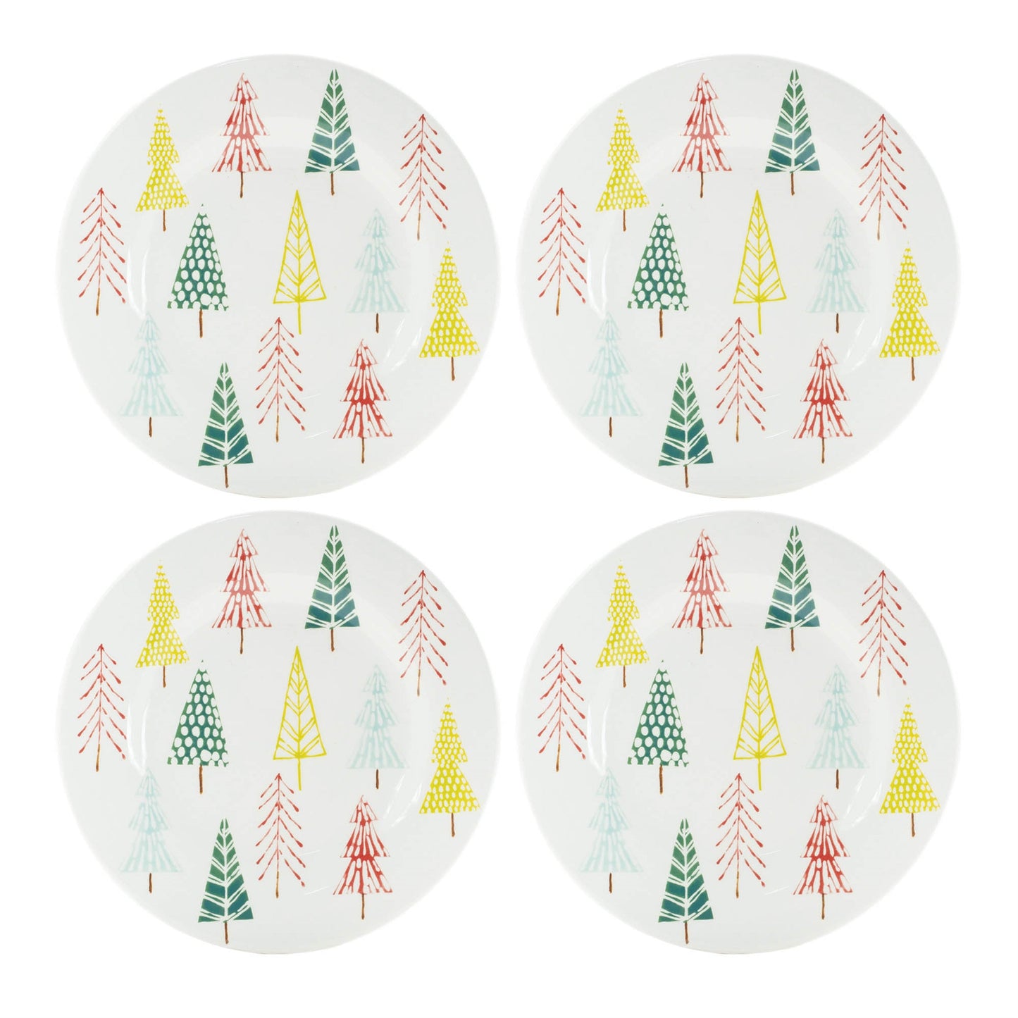 Ceramic Pine Tree Print Plate (Set of 4)