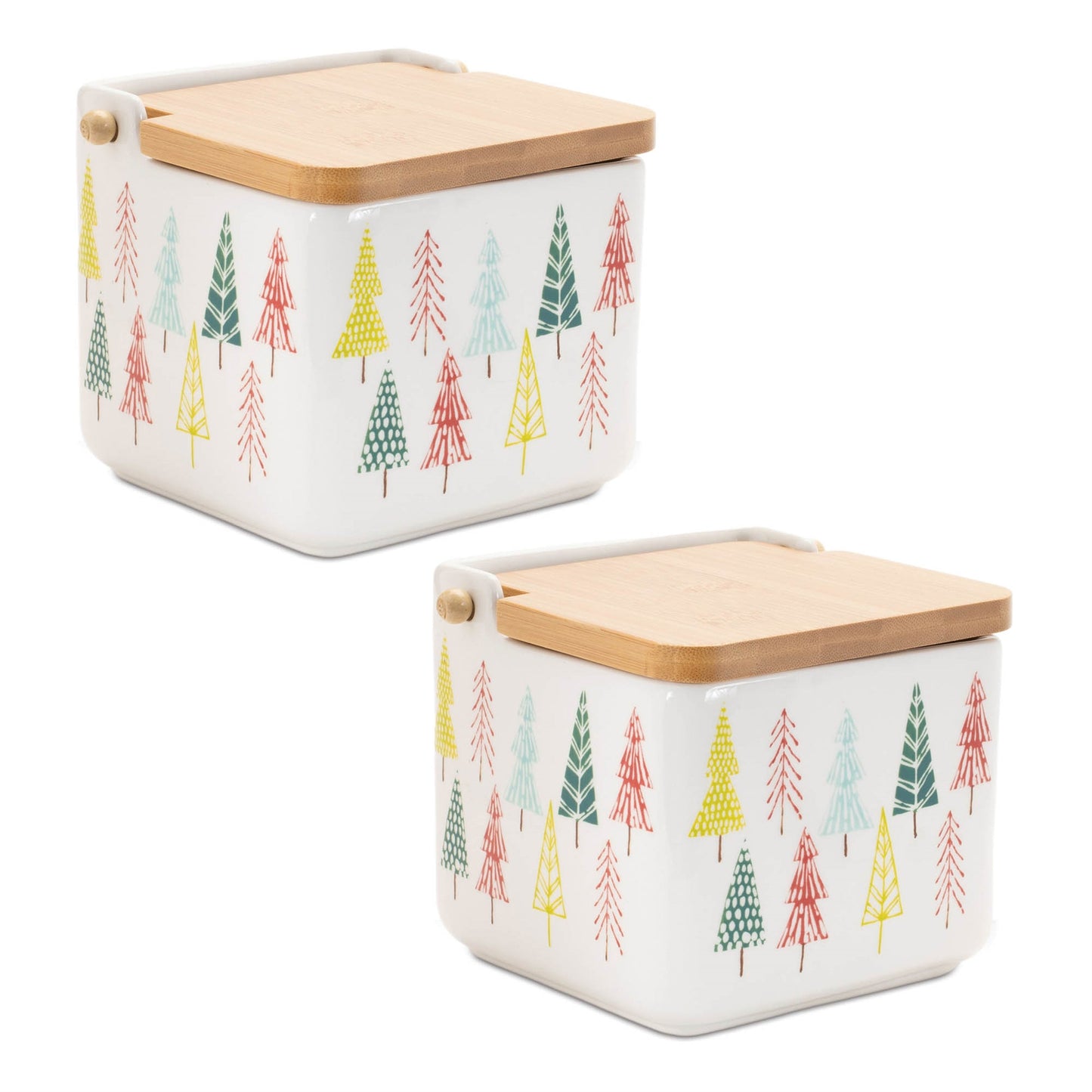 Ceramic Pine Tree Print Box (Set of 2)
