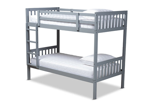 Baxton Studio Jude Modern and Contemporary Grey Finished Wood Twin Size Bunk Bed