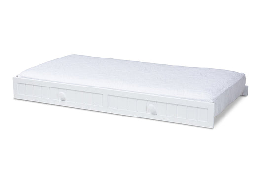 Baxton Studio Neves Cottage Farmhouse White Finished Wood Twin Size Trundle