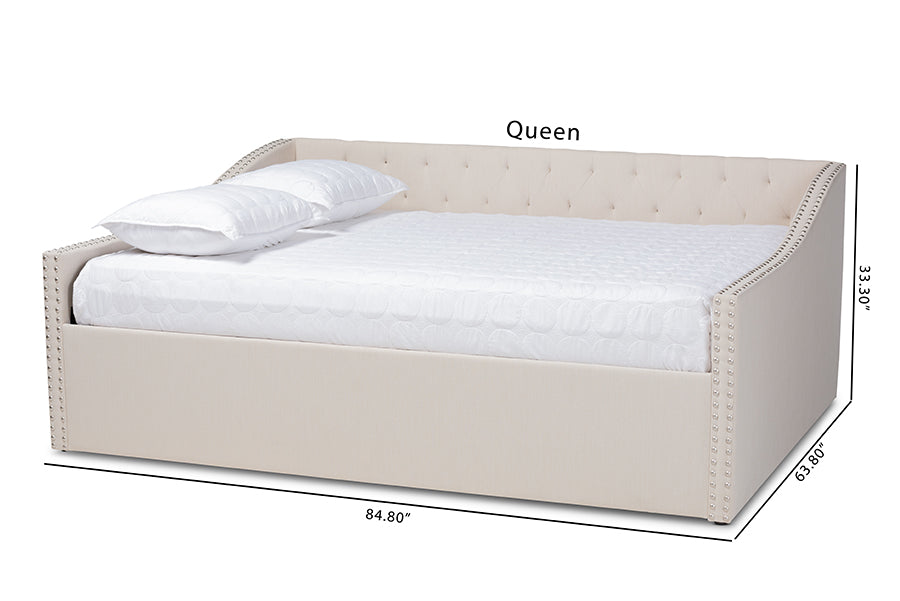 Baxton Studio Haylie Modern and Contemporary Beige Fabric Upholstered Queen Size Daybed