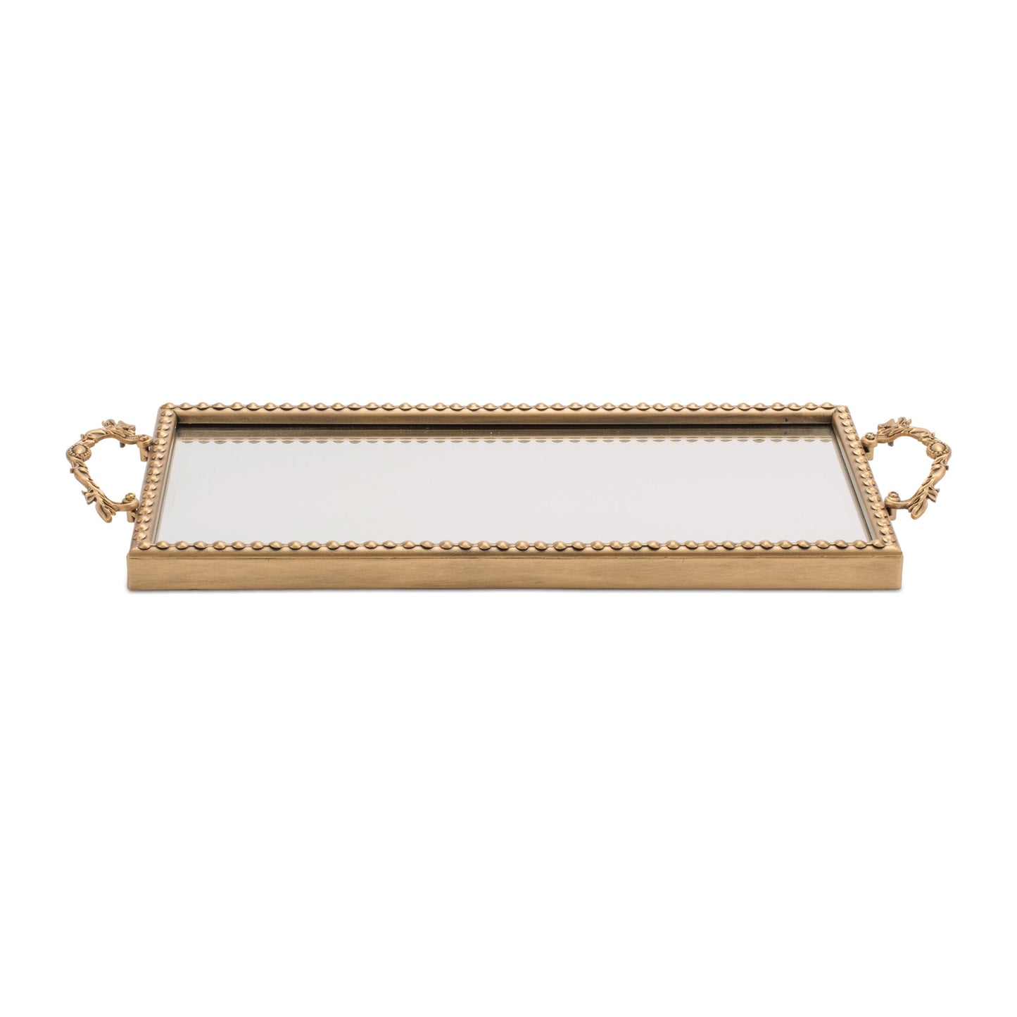 Gold Beaded Mirror Tray (Set of 2)