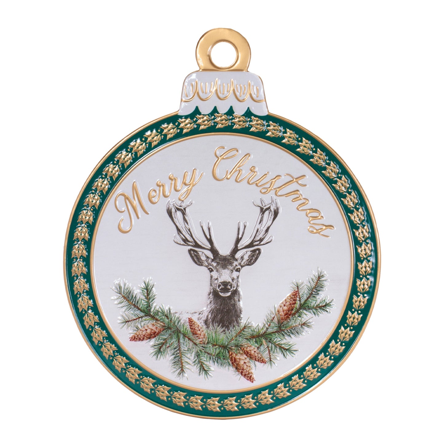 Merry Christmas Deer Ornament Wall Sign 15"H