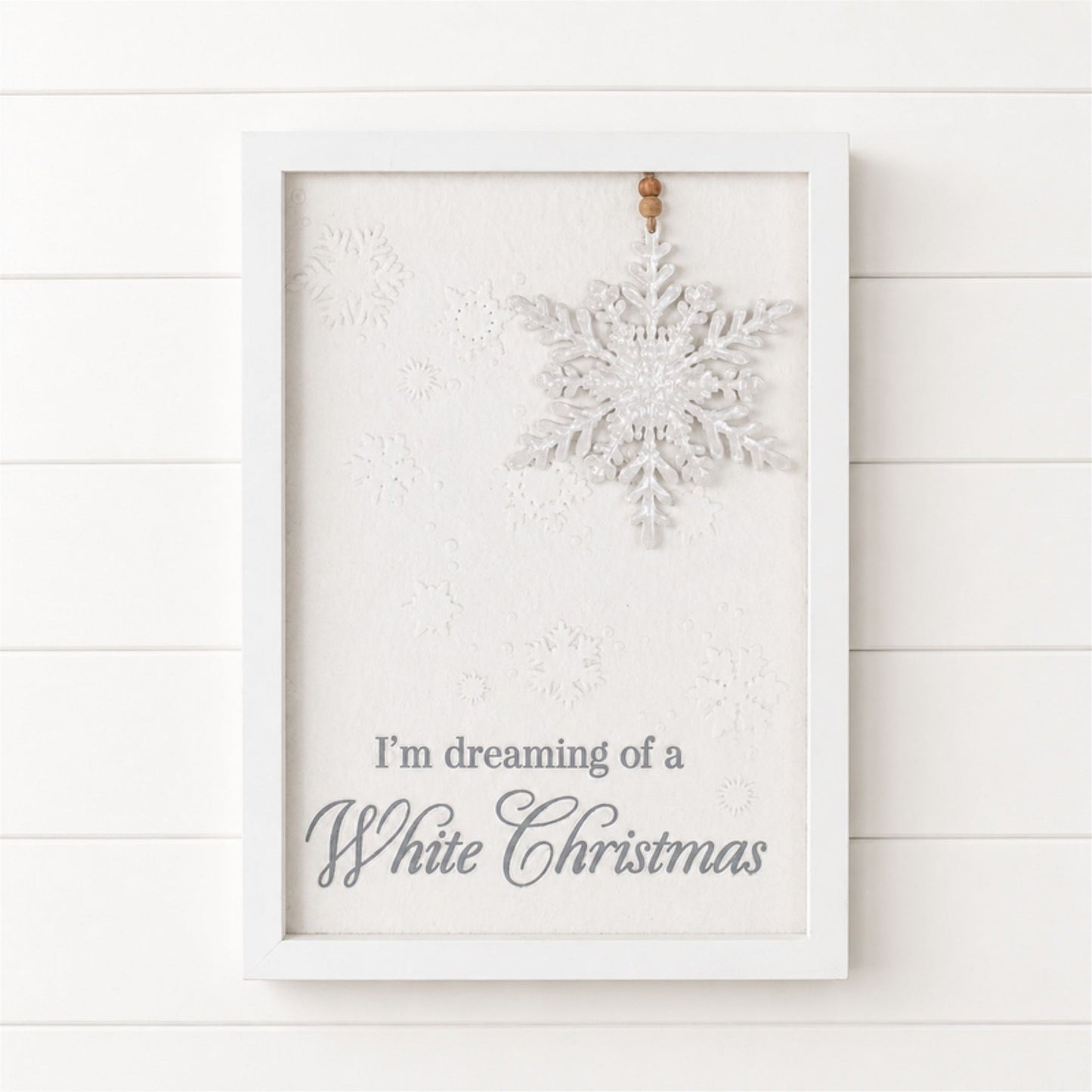 Dreaming of a White Christmas Snowflake Sign 12"H