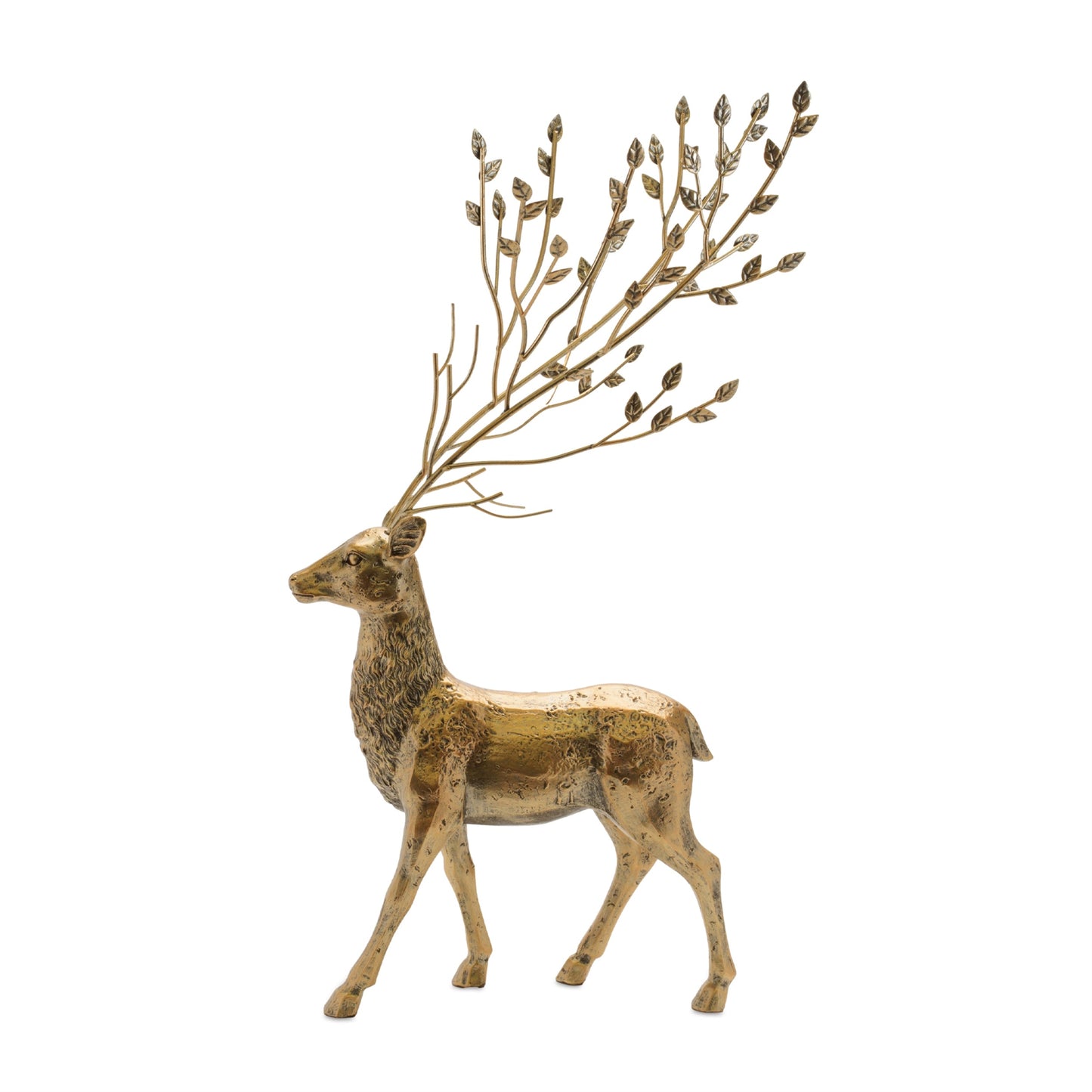 Distressed Deer with Metal Tree Antlers (Set of 2)