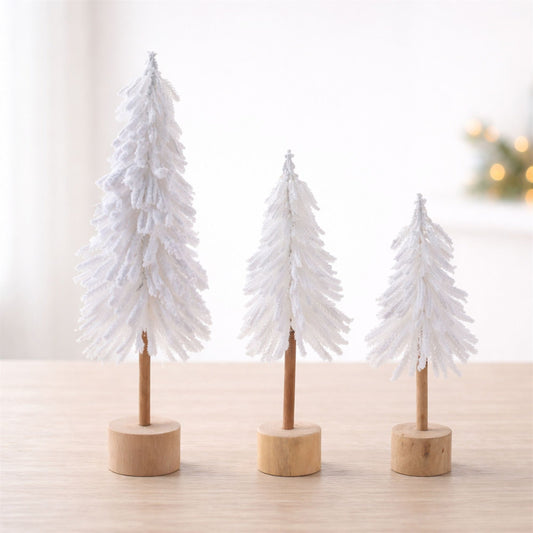Flocked Pine Tree Tabletop DŽcor (Set of 3)