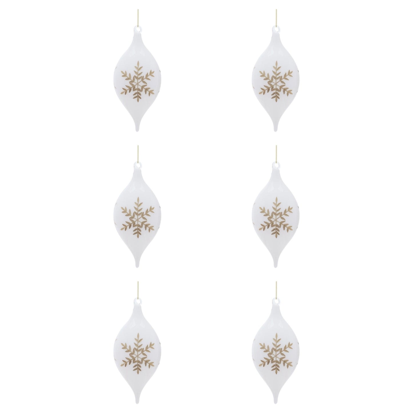 Glass Ornament with Snowflake Set of 6