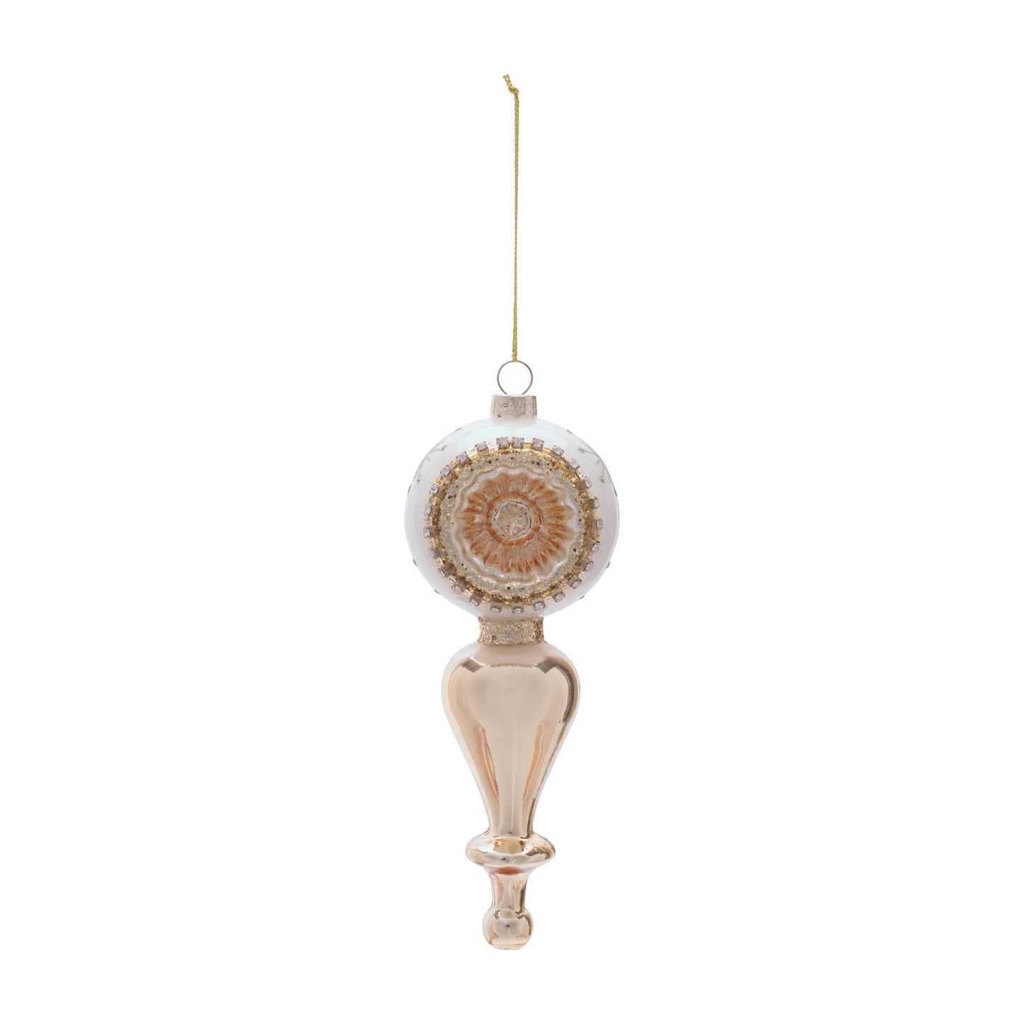Glass Finial Reflector Ornament Set of 12