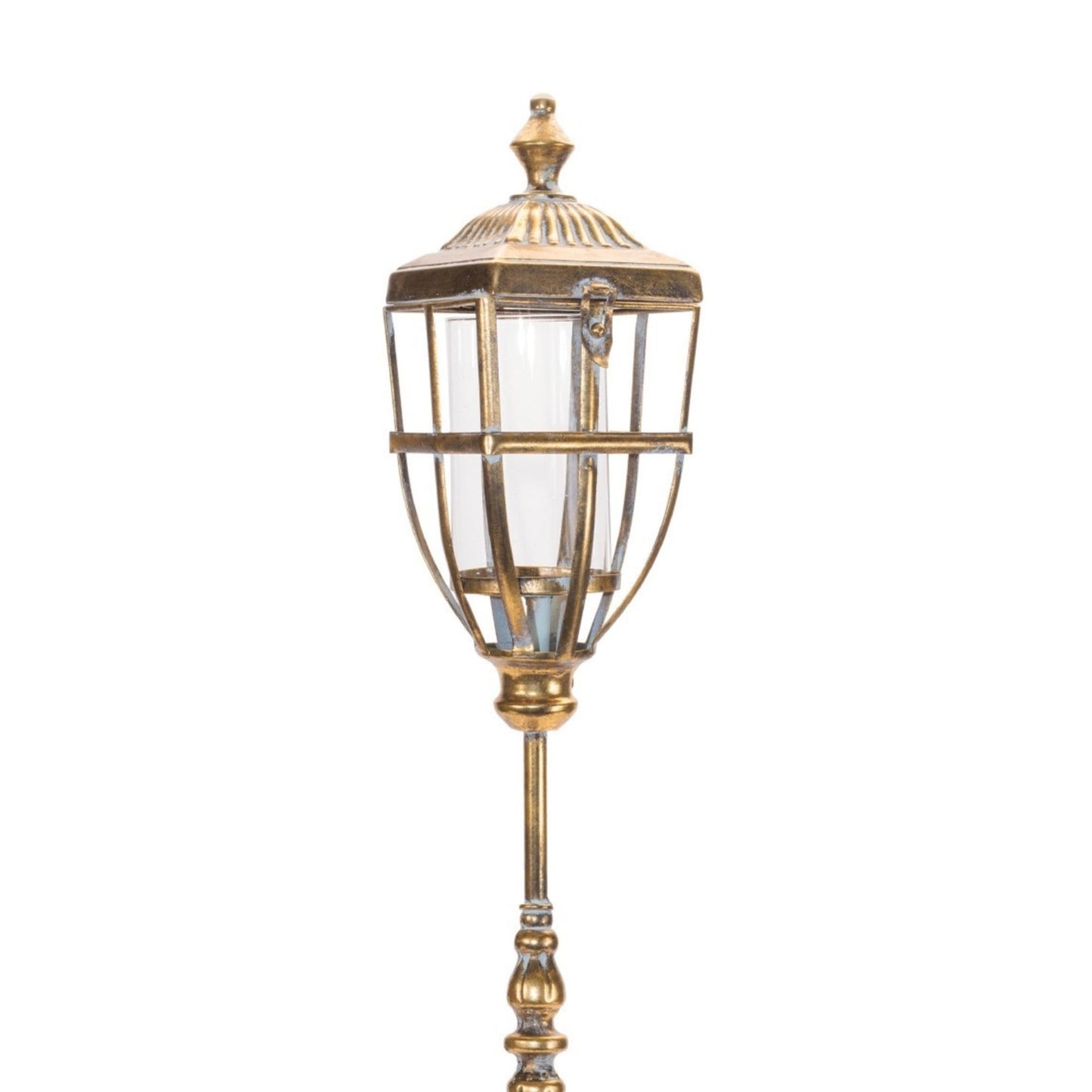 Distressed Metal Lantern Post with Glass Insert 36"H