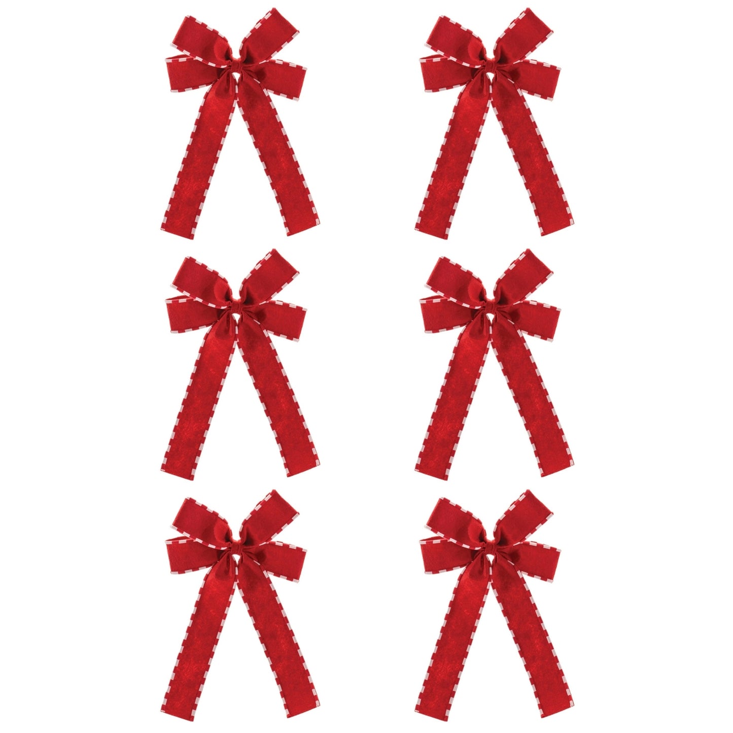 Striped Edge Bow Ornament (Set of 6)