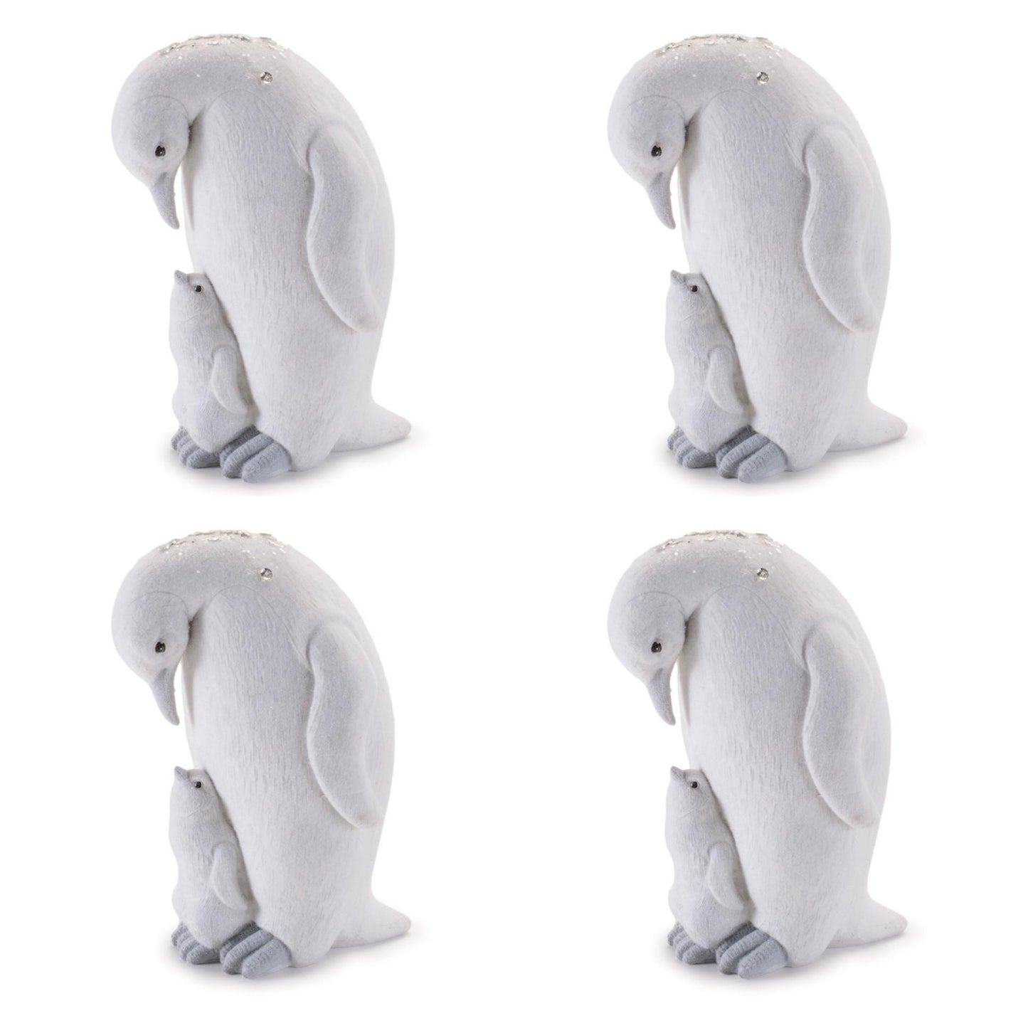 Penguin and Chick Figurines in White Finish (Set of 4)